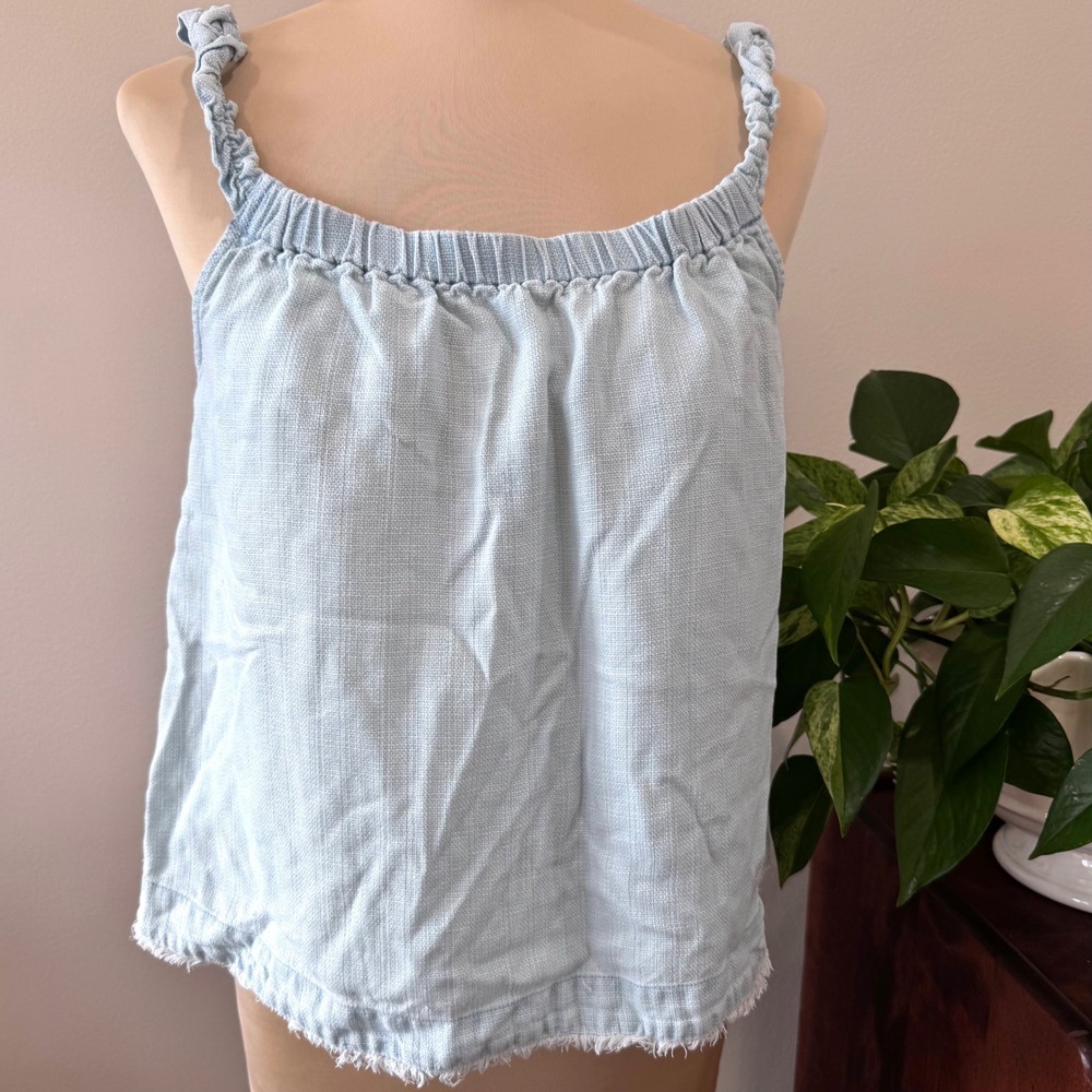 Cloth & Stone Tank Camisole Top Women's Small Denim Tencel Frayed Hem Boho Chic